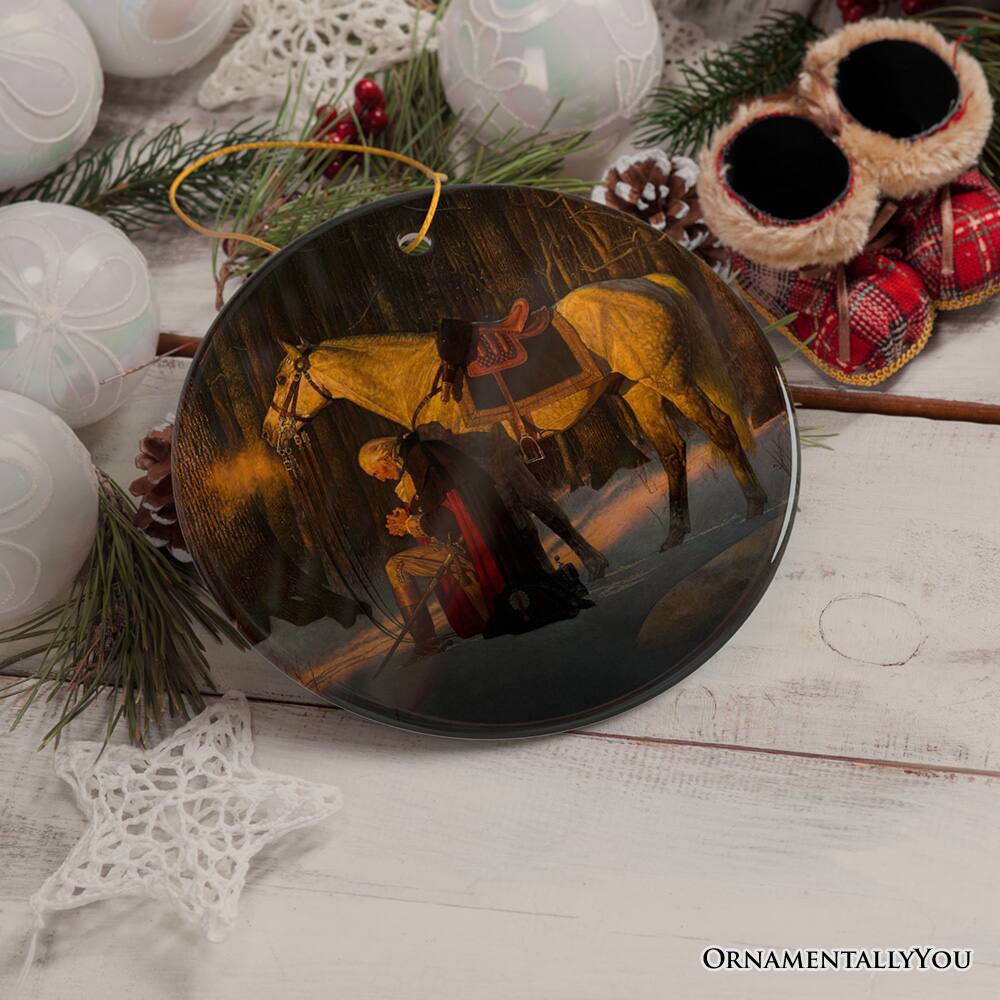 Back. OrnamentallyYou - Arnold Friberg Prayer at Valley Forge Ornament, Historical and Patriotic George Washington Christmas - Multi-colored.