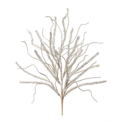 Front. BreeBe - Glittered Pine Tinsel Branch (Set of 2) - Silver.