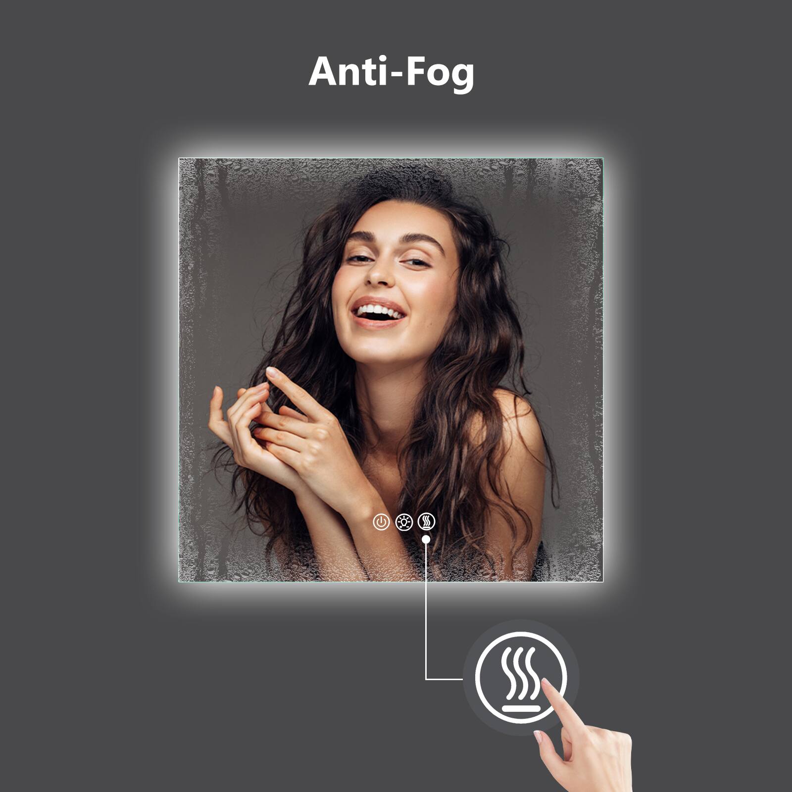 Left. LOVMOR - Lovmor 36x36 Inch LED Bathroom Mirror with Anti Fog Dimmable Lights 3 Color Temperature Memory Function ETL Certified - slive.