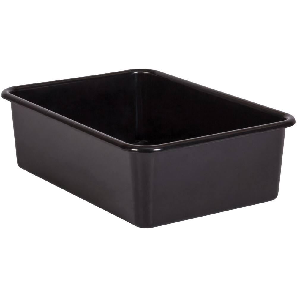 Front. Teacher Created Resources - Teacher Created Resources Black Large Plastic Storage Bin.