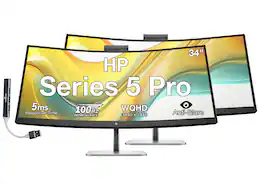 HP - Series 5 Pro 34" WQHD VA Monitor With 5ms Response Time, Anti Glare, Flicker Free, Displayport, HDMI & DKZ 2 Pack - Black/Silver
