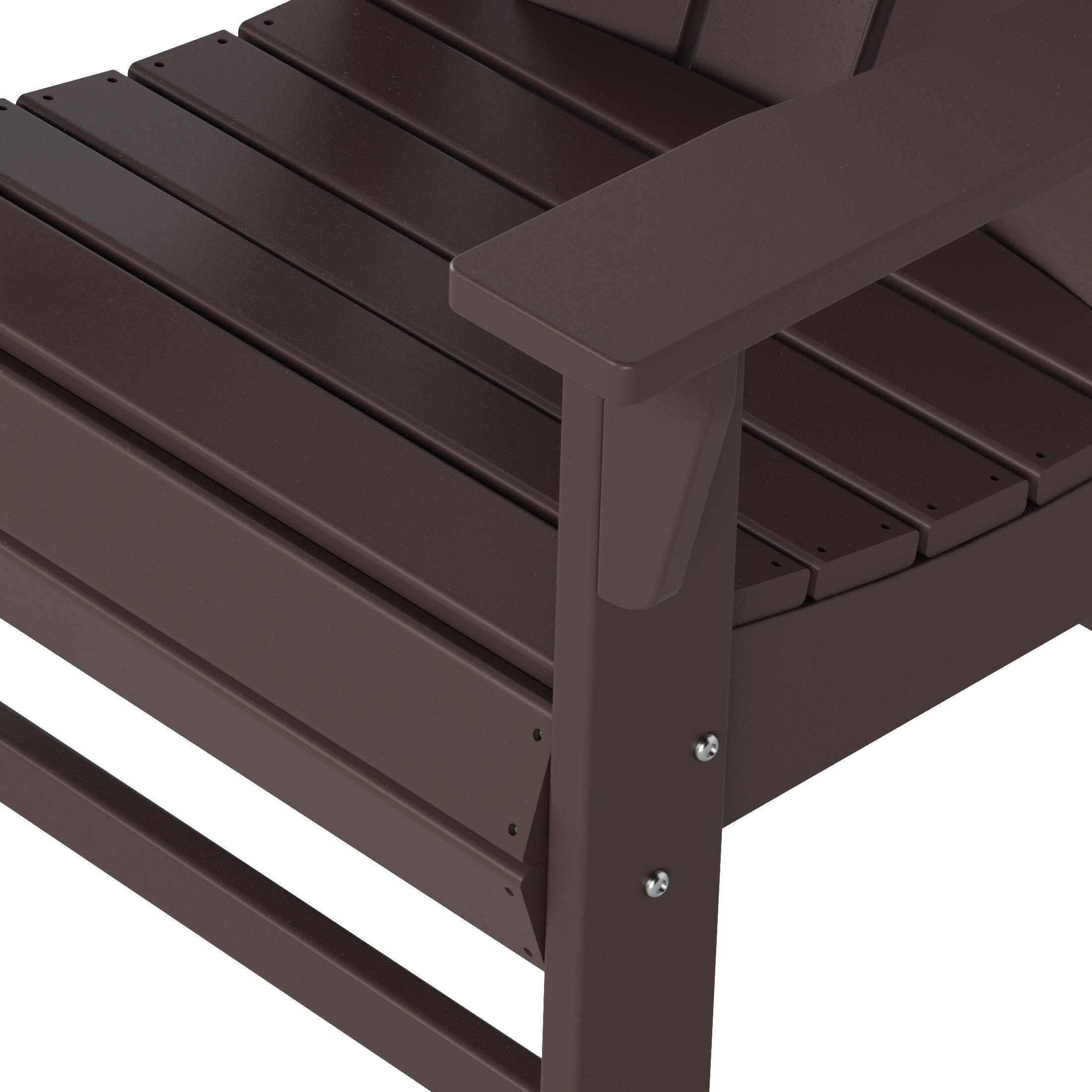 Alt View 4. WestinTrends - WestinTrends Malibu Outdoor Patio HDPE Plastic Adirondack Dining Chair - Dark Brown.