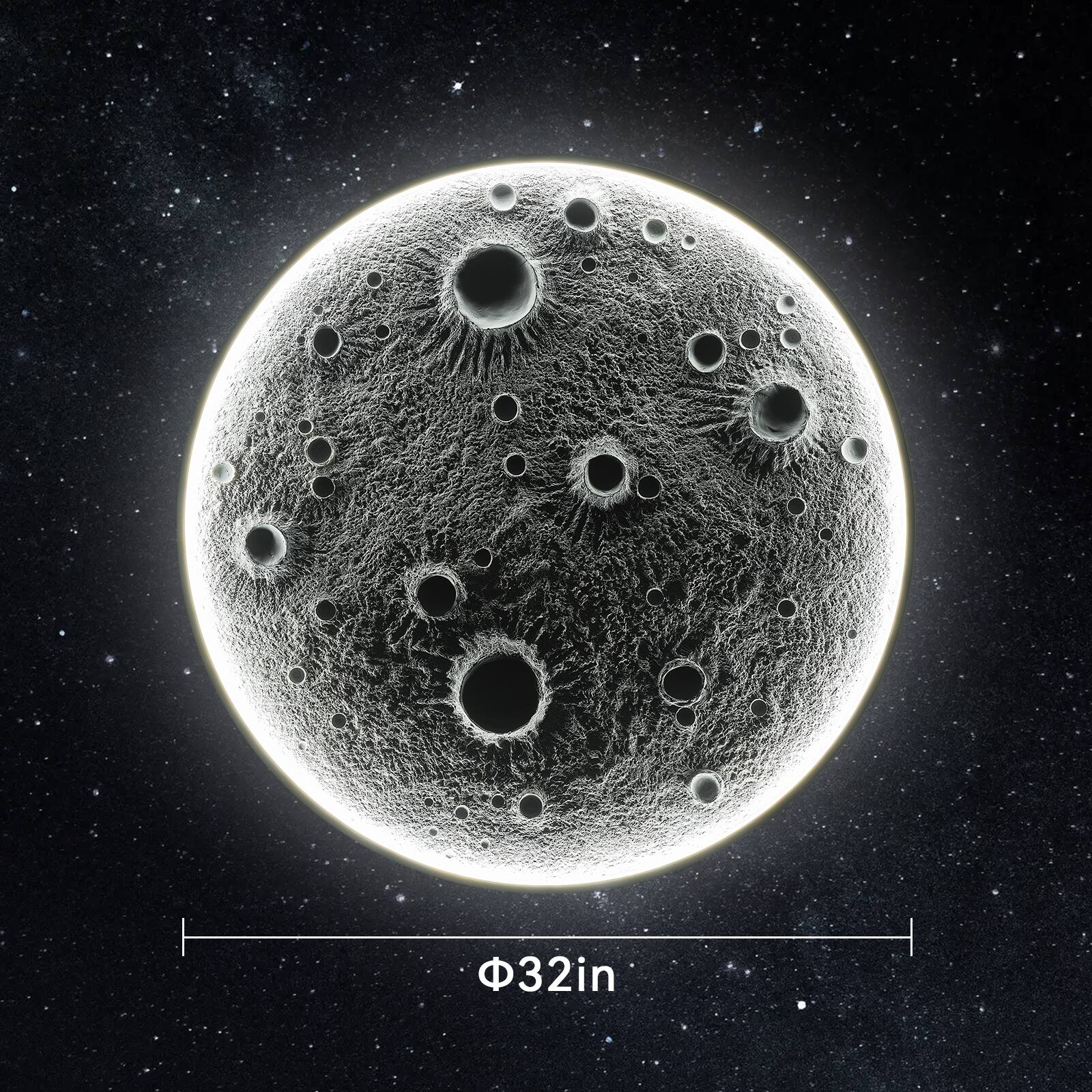 Angle. TinyHomie - 32 Inch Realistic Resin Moon Wall Light Plug In Dimmable LED Sconce with Remote Control.