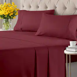 CGK Linens - Ultra Soft Solid 6 Piece Sheet Set - Comfortable Bed Sheets & Extra Pillowcases - Twin - Burgundy