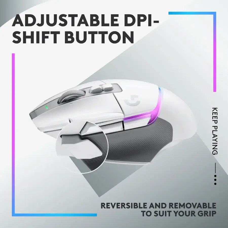 Adjustable DPI-Shift Button: Keep Playing. Reversible and Removable to Suit Your Grip.