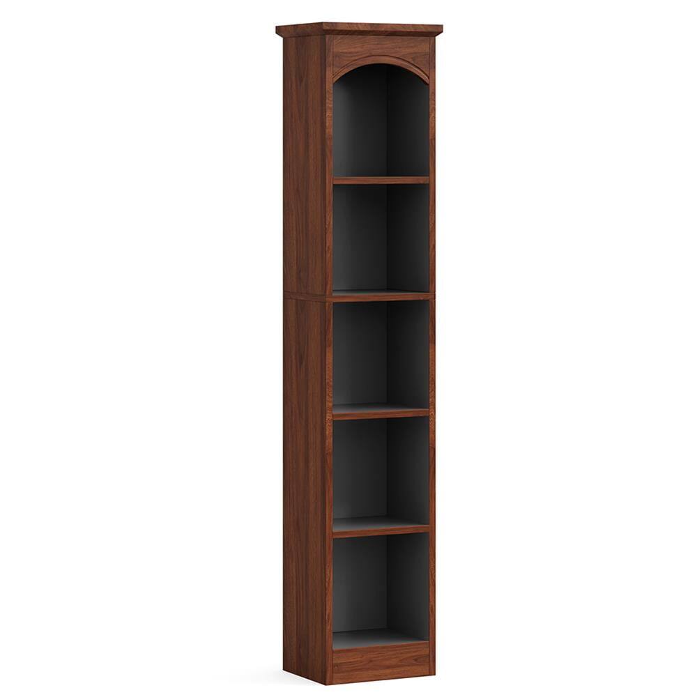 Front. Kadyn - Kadyn Bookshelf Bookcase,71" Narrow Bookcase, 5-Tier Cube Display Rack with Storage,Walnut & Black - Walnut & Black.