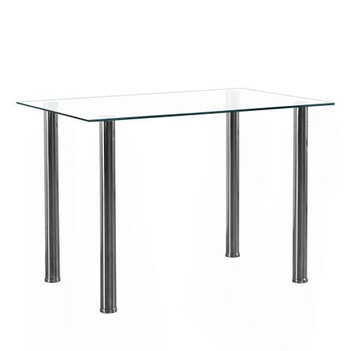 Winado - Modern Tempered Glass Dining Table Glass Top Table with 4 Heavy-Duty Metal Legs for Kitchen, Dining Room, Dinette, Dorm - Transparent