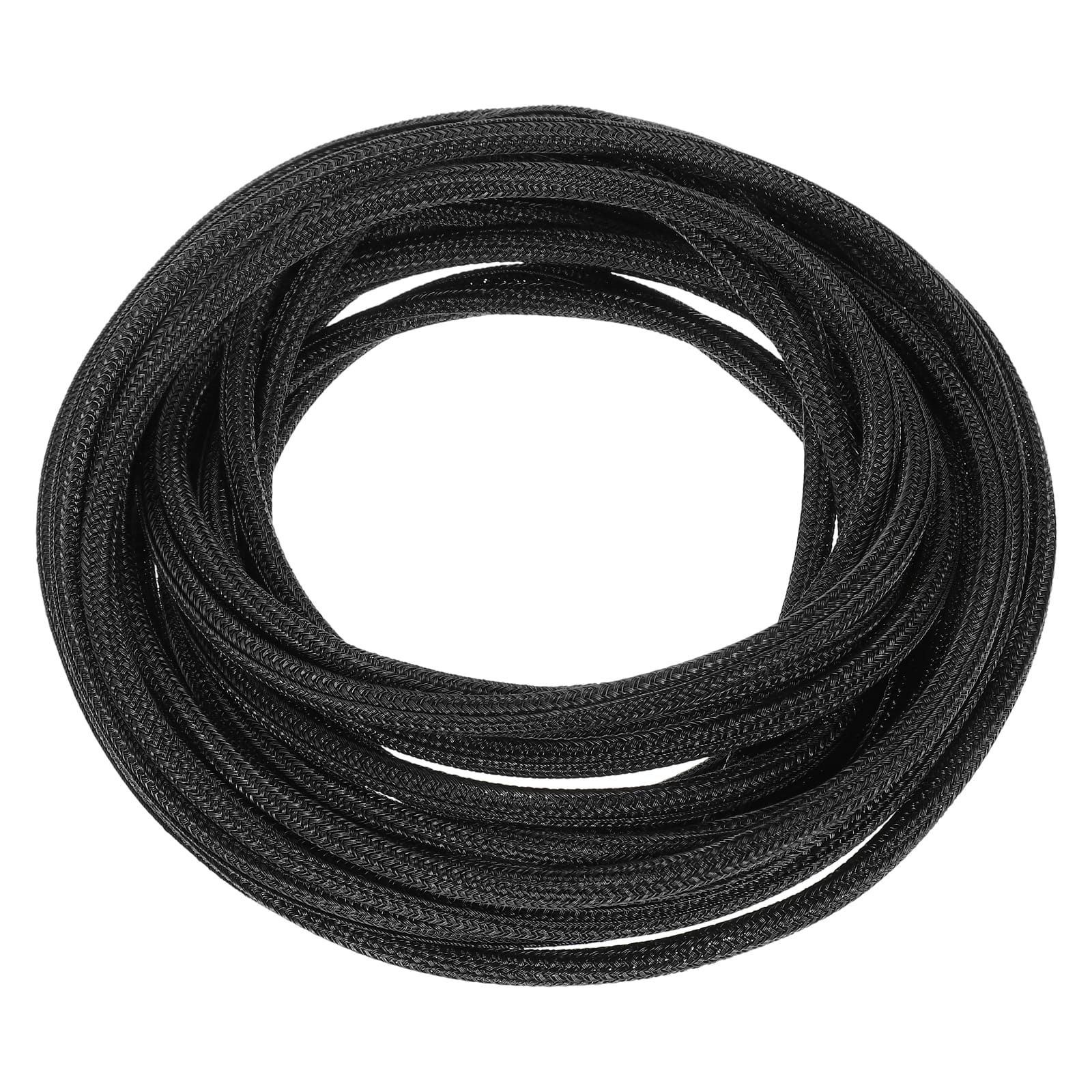 Unique Bargains - Split Sleeve Wire Loom 1/8" 25Ft Self Wrapping Braided Sleeve UL94-V2 Fireproof PET for Automotive Home - Black
