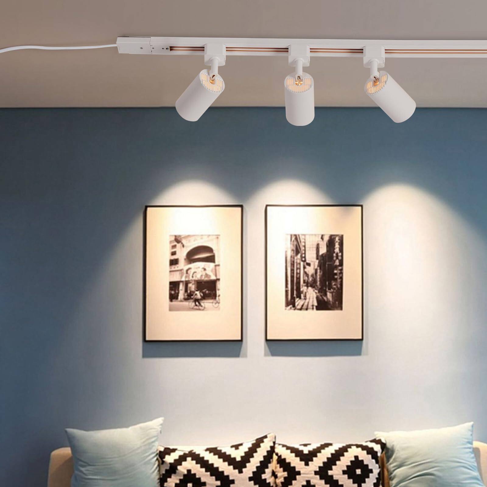 Back. Dazzed Corner - Plug in Track Lighting with Power Cord, 6-Light LED Track Lighting Kit (No Bulbs) - White.