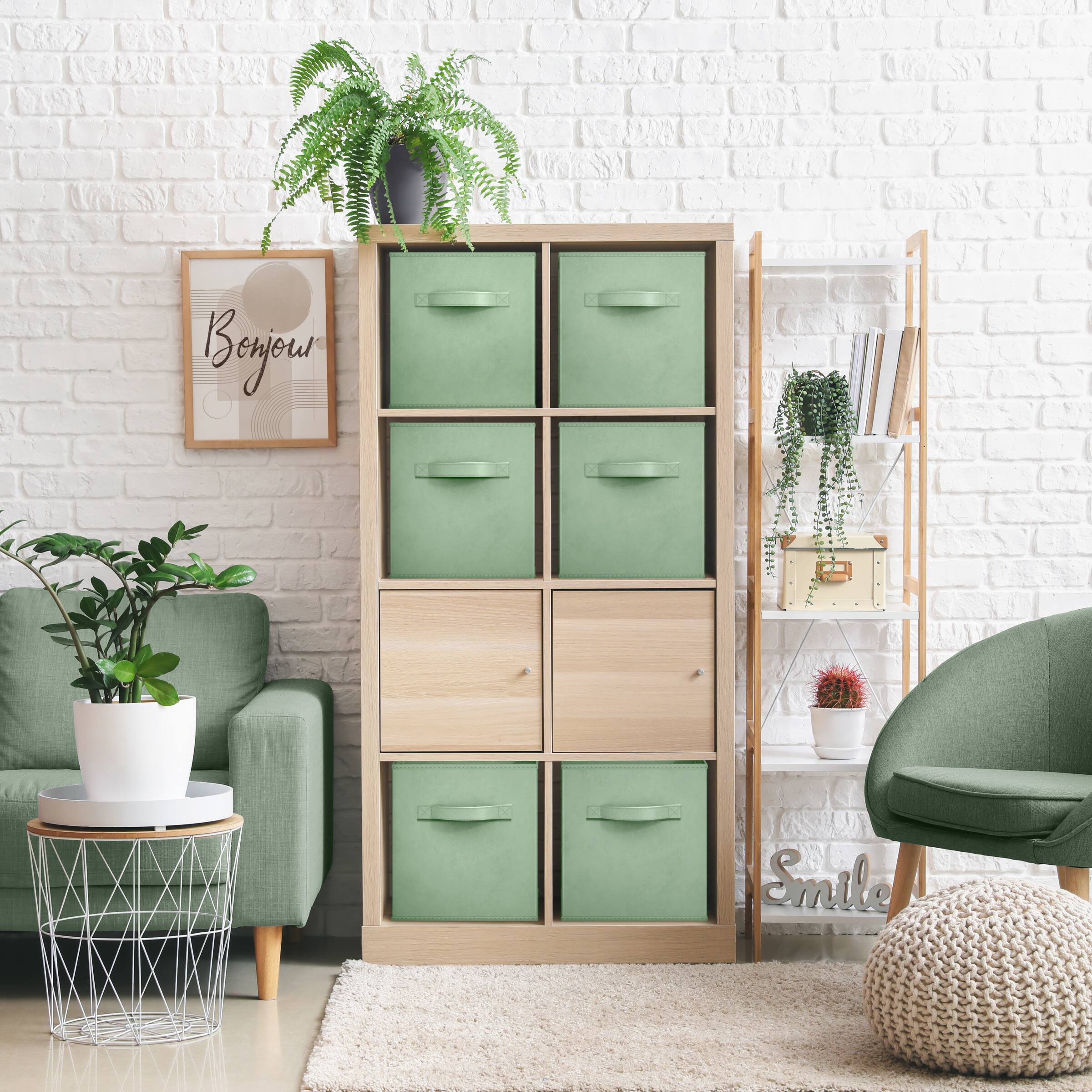 Alt View 1. Sorbus - Sorbus Fabric Storage Cubes, 8 Foldable Storage Bins for Organizing Pantry, Cubbies, Toy Box, Clothes Storage - Sage Green.