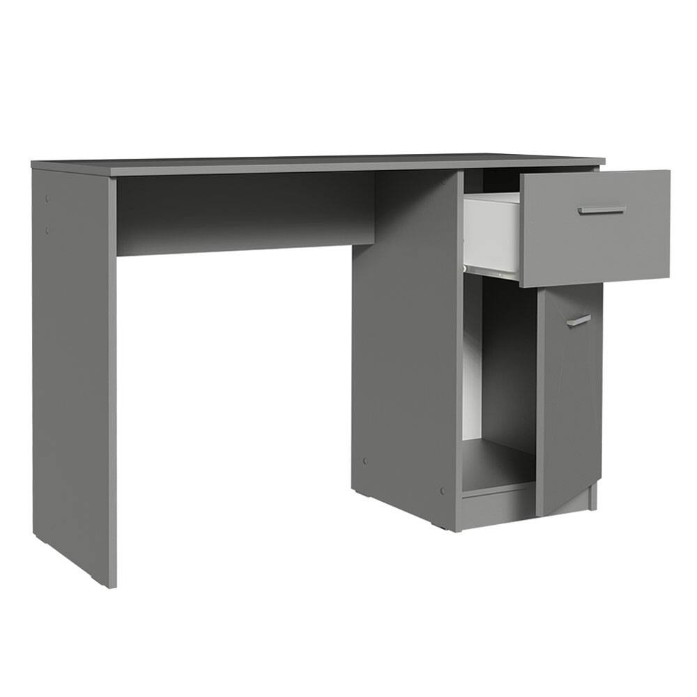 Back. Madesa - Madesa Compact Computer Desk 43 Inch with Storage and Drawer - Gray - Gray.