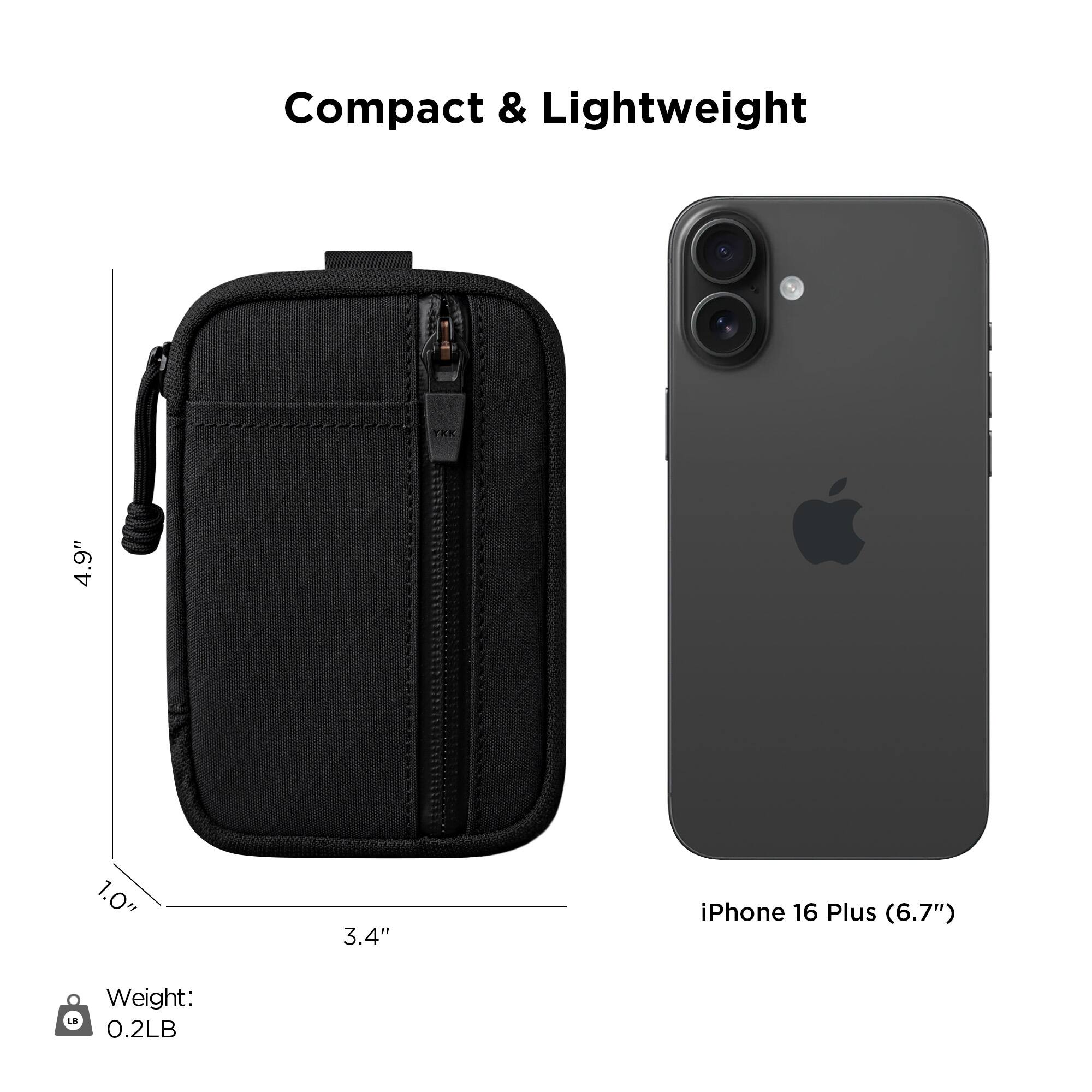 Compact & Lightweight

4.9" x 1.0" x 3.4"

iPhone 16 Plus (6.7")

Weight: 0.2LB