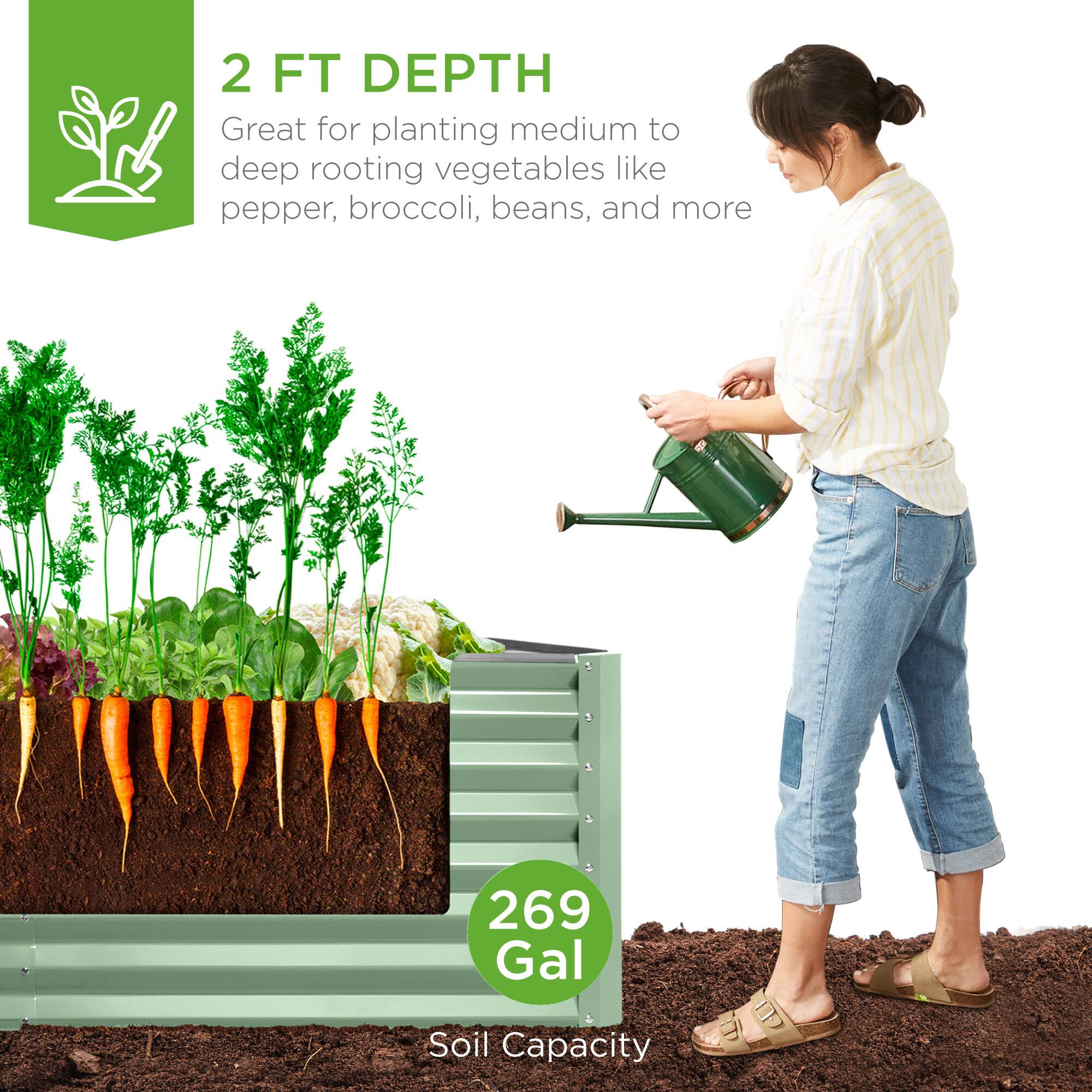 2 FT DEPTH  
Great for planting medium to deep rooting vegetables like pepper, broccoli, beans, and more  

269 Gal  
Soil Capacity