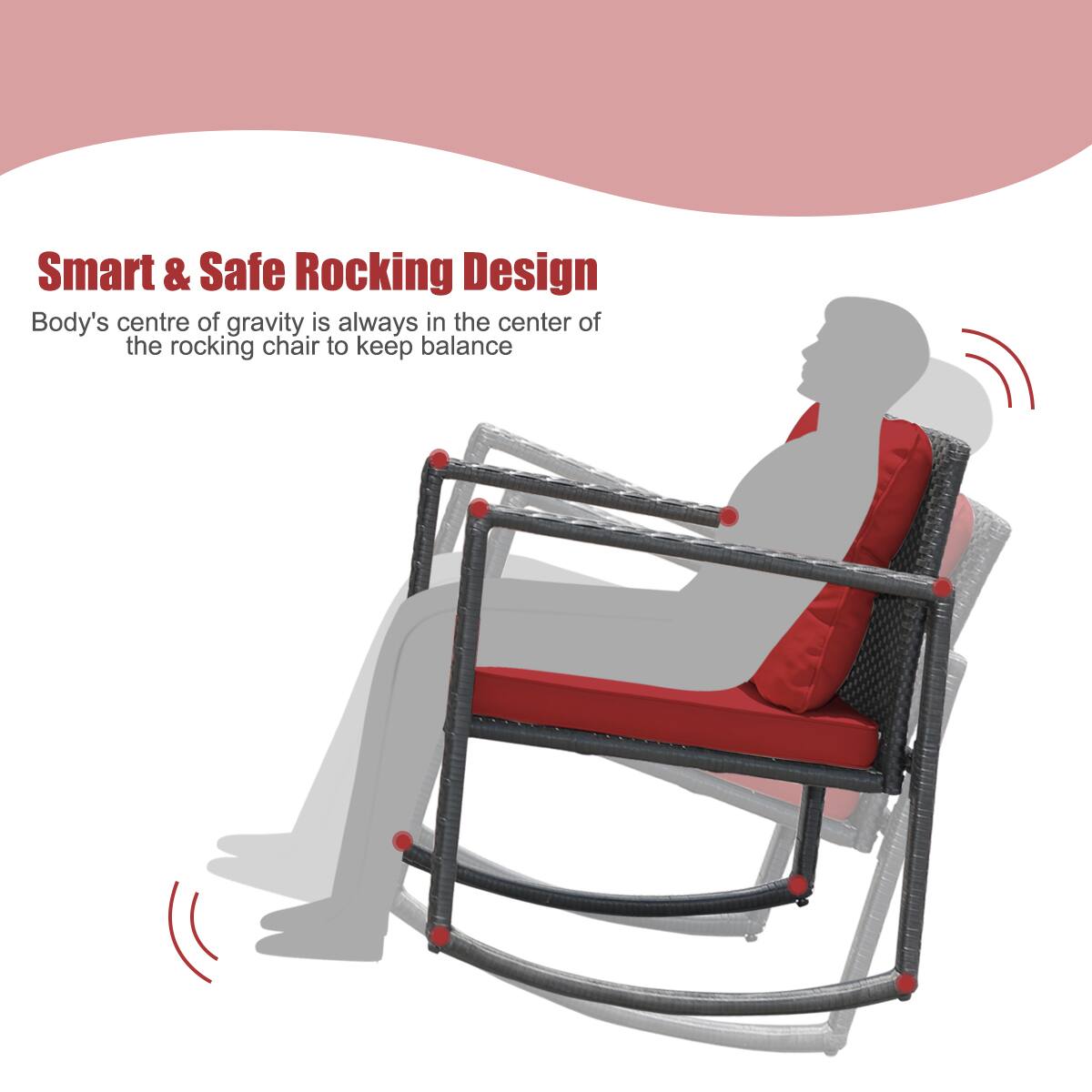 Smart & Safe Rocking Design
Body's centre of gravity is always in the center of the rocking chair to keep balance