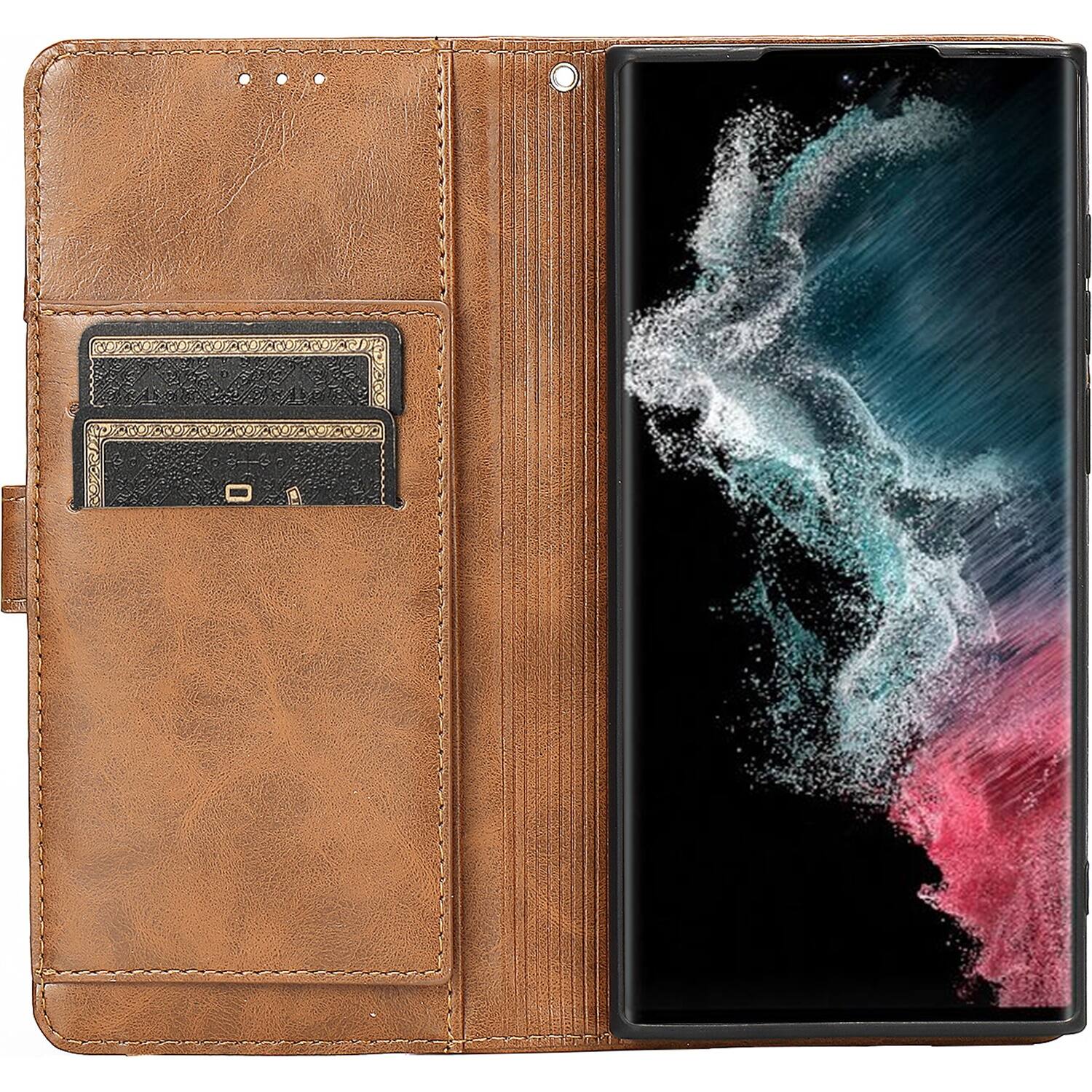 Alt View 13. SaharaCase - Folio Wallet Case for Samsung Galaxy S22 Ultra - Brown.