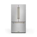 36 in. Wide Gordon Ramsay Series by Thor Kitchen 20.3 Cu. Ft. Counter Depth Refrigerator with Bronze Hardware - Stainless Steel