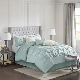 Aukfa - 7 Piece Tufted Comforter Set King - Seafoam