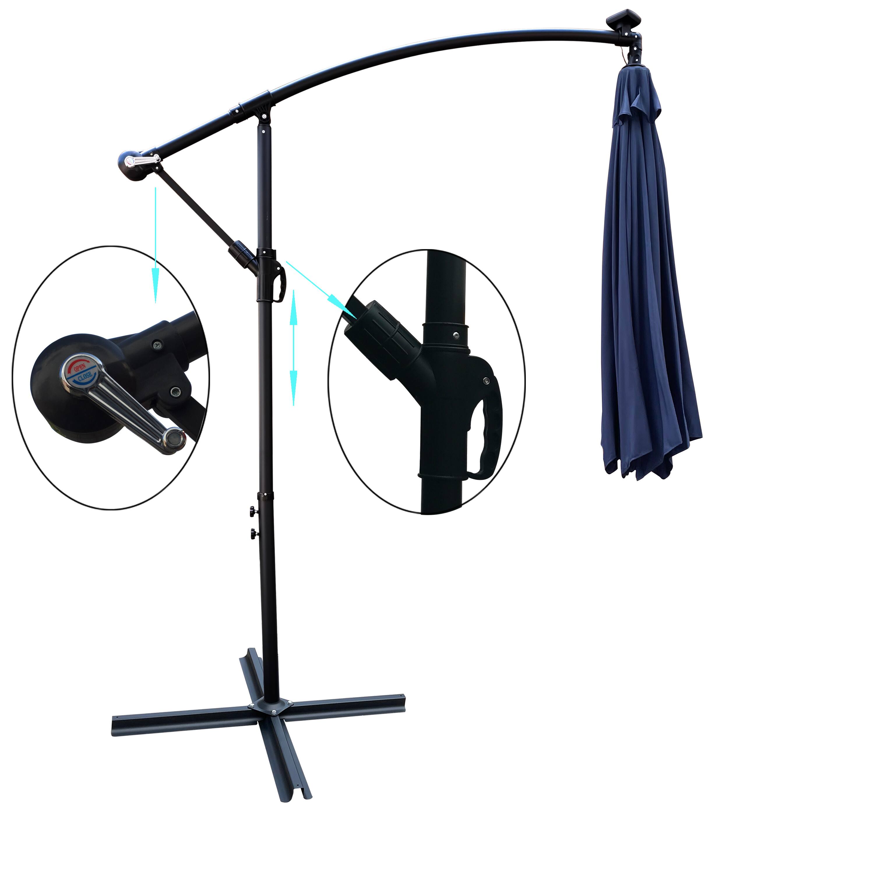 Alt View 2. Loheer - Loheer 10 ft Outdoor Umbrella Solar LED Market Umbrella with Crank Lift and Cross Base Waterproof Patio Sun Shade.