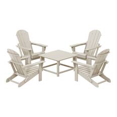 Front. WestinTrends - WestinTrends Malibu 5-Piece HDPE Adirondack Chair Outdoor Patio Square Table Conversation Set - Sand.