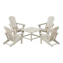 WestinTrends - Malibu 5-Piece HDPE Adirondack Chair Outdoor Patio Square Table Conversation Set - Sand