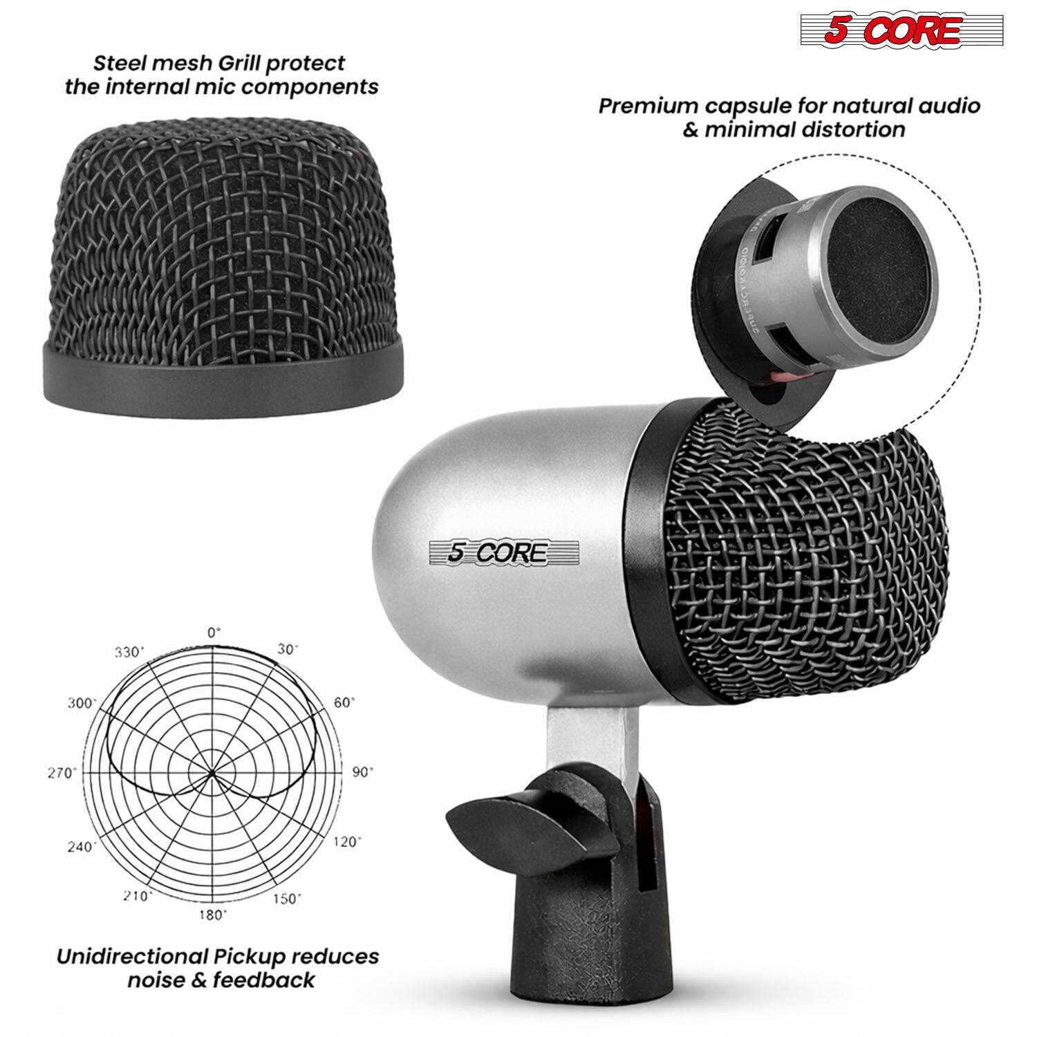 Steel mesh Grill protect the internal mic components

5 CORE Premium capsule for natural audio & minimal distortion

Unidirectional Pickup reduces noise & feedback