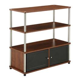 FurniFact - TV stand in contemporary wood finish with spacious storage - Brown