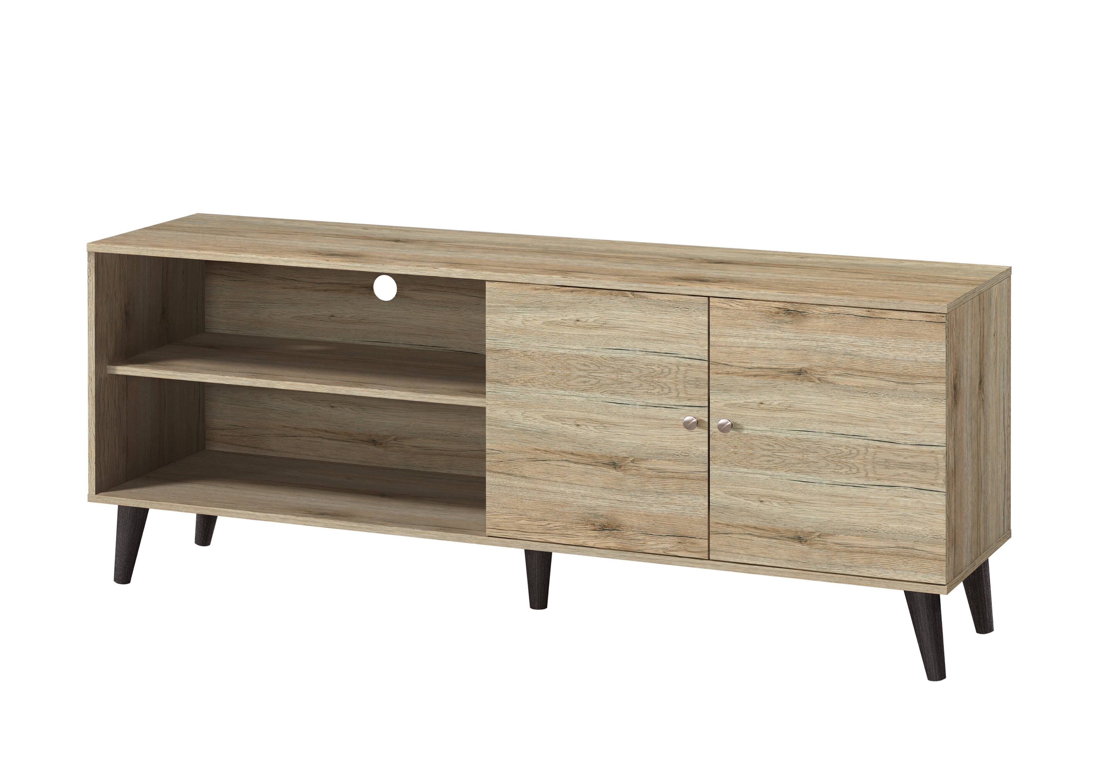 Front. APRILSOUL - TV Stand for TVs up to 63Inch with 2 Storage Shelves 1 Cabinet Modern Entertainment Centre for TV in Oak - Oak.