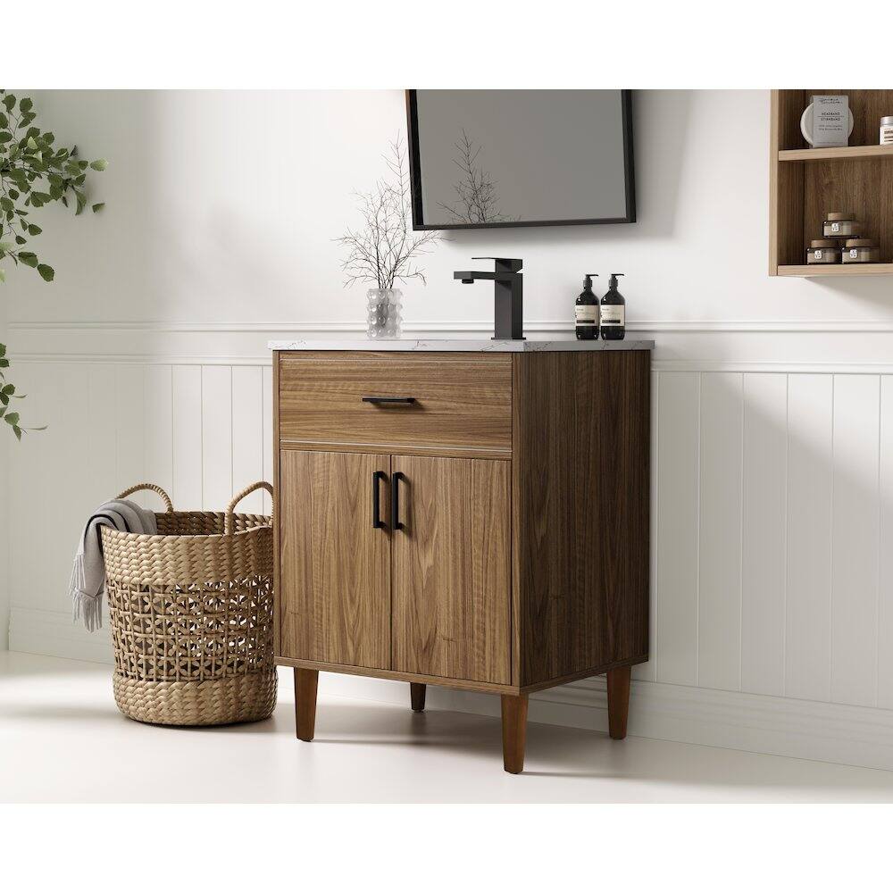 Alt View 8. Elegant Kitchen and Bath - Chandler 24 Inch Single Bathroom Vanity In Walnut Brown - Walnut Brown.