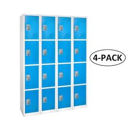 AdirOffice - Storage Locker 629-Series 72" H 4-Tier Steel Key Lock 4-Shelf Locker with Key Lock, 4/Pack - Blue