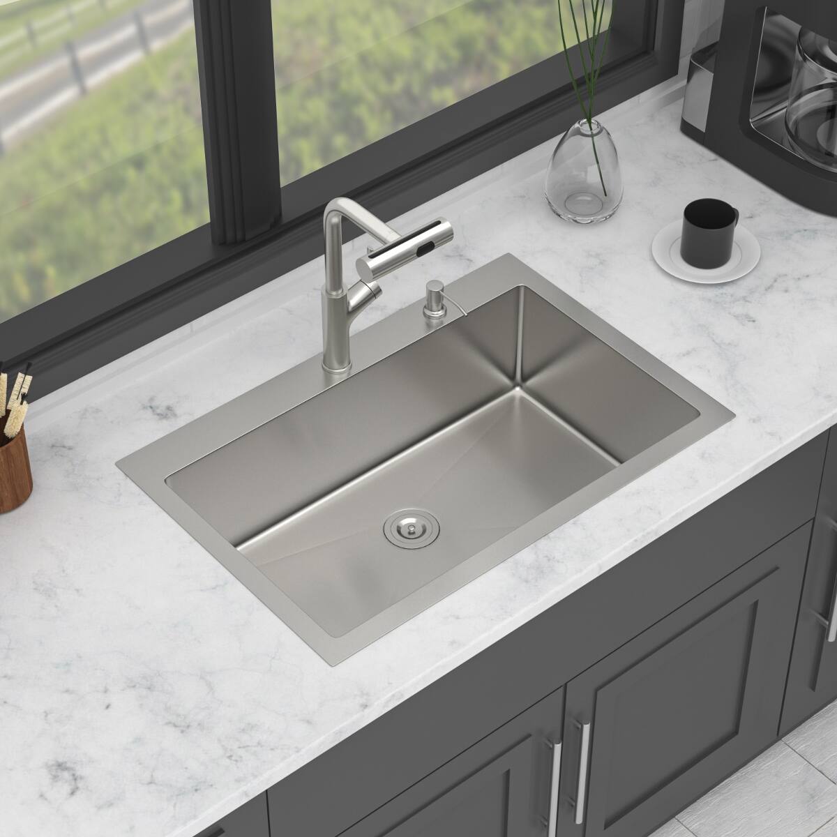 Ropilly 30 Inch Drop In Kitchen Sink Single Bowl Stainless Steel Sink ...