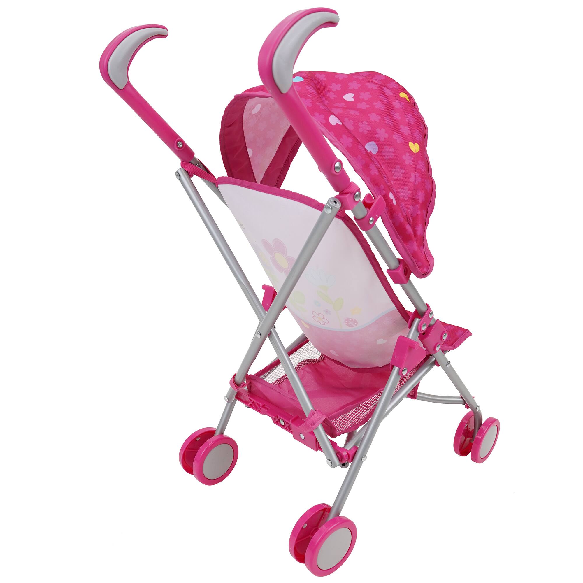 Angle. 509 Crew - 509 Crew - Garden Doll Stroller W/ Retractable Canopy, Safety Harness, Storage Basket.