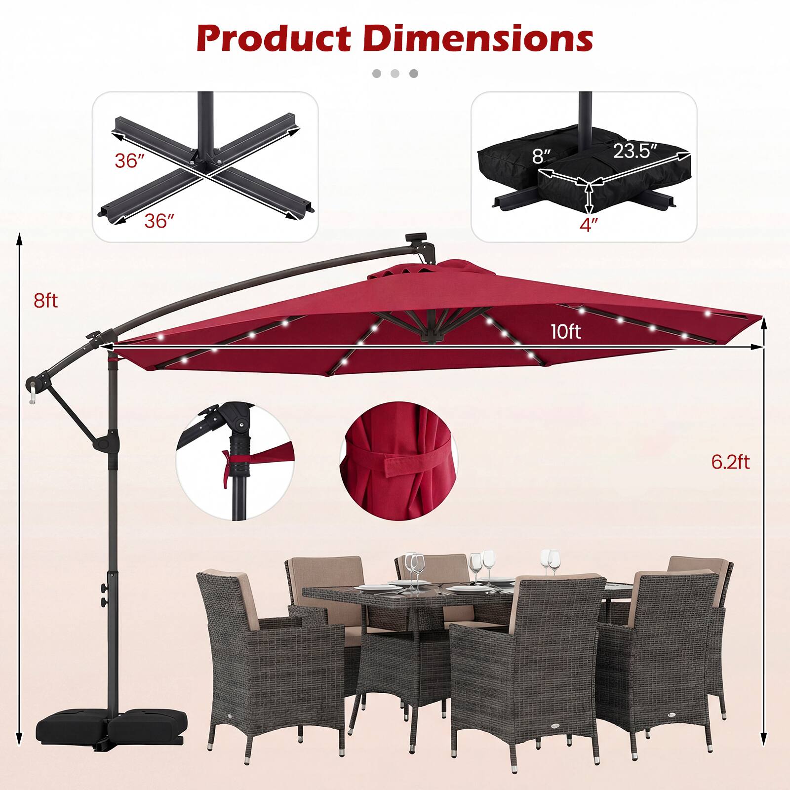 Product Dimensions: 36" x 8" x 23.5" x 36" x 4" x 8ft x 10ft x 6.2ft