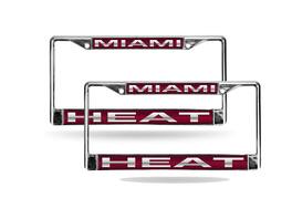 Rico Industries - Miami Heat NBA Chrome Metal Laser Cut License Plate Frame - Set of 2 Frames - Multi