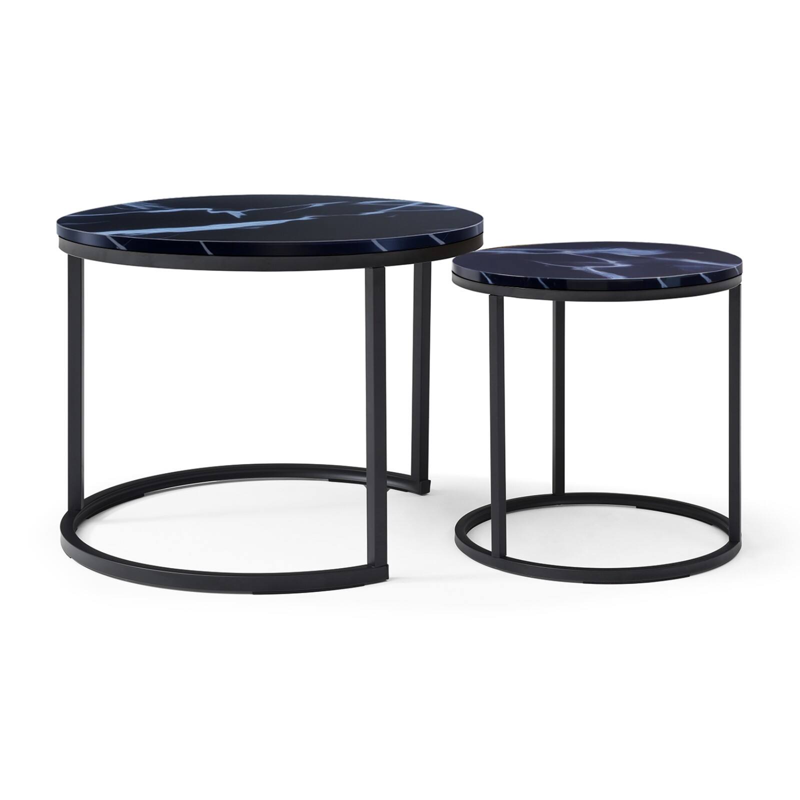 Alt View 9. Ecooso - Set of 2 Coffee Table Nesting Side Round  End Table Top Sturdy Metal Frame Desk Centerpiece Living Room Bedroom - Black.