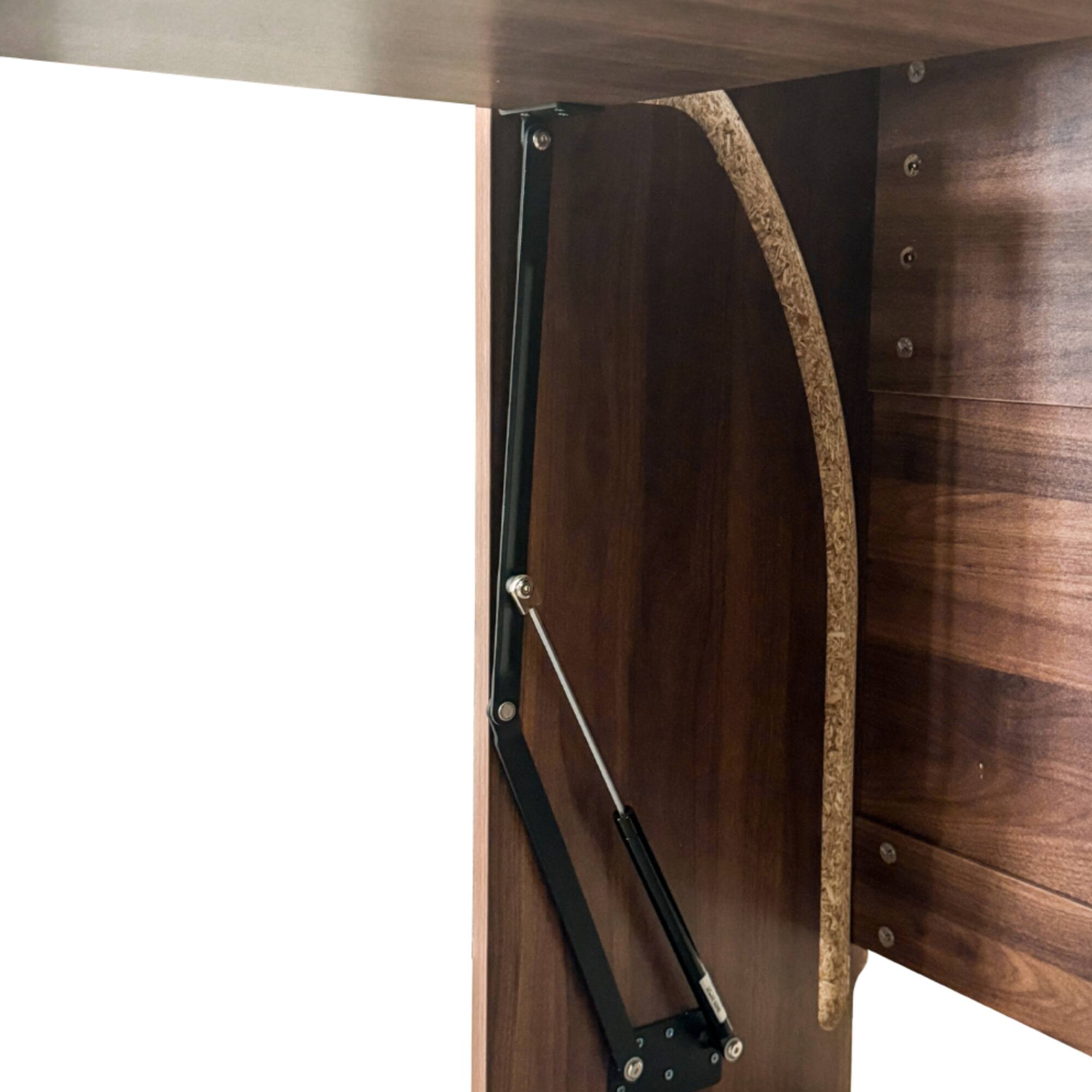 Alt View 1. Tiramisubest - Folding Desk with Storage,Space-Saving Foldable Computer Desk for Small Spaces,Writing Study Table for Home Office - Walnut.