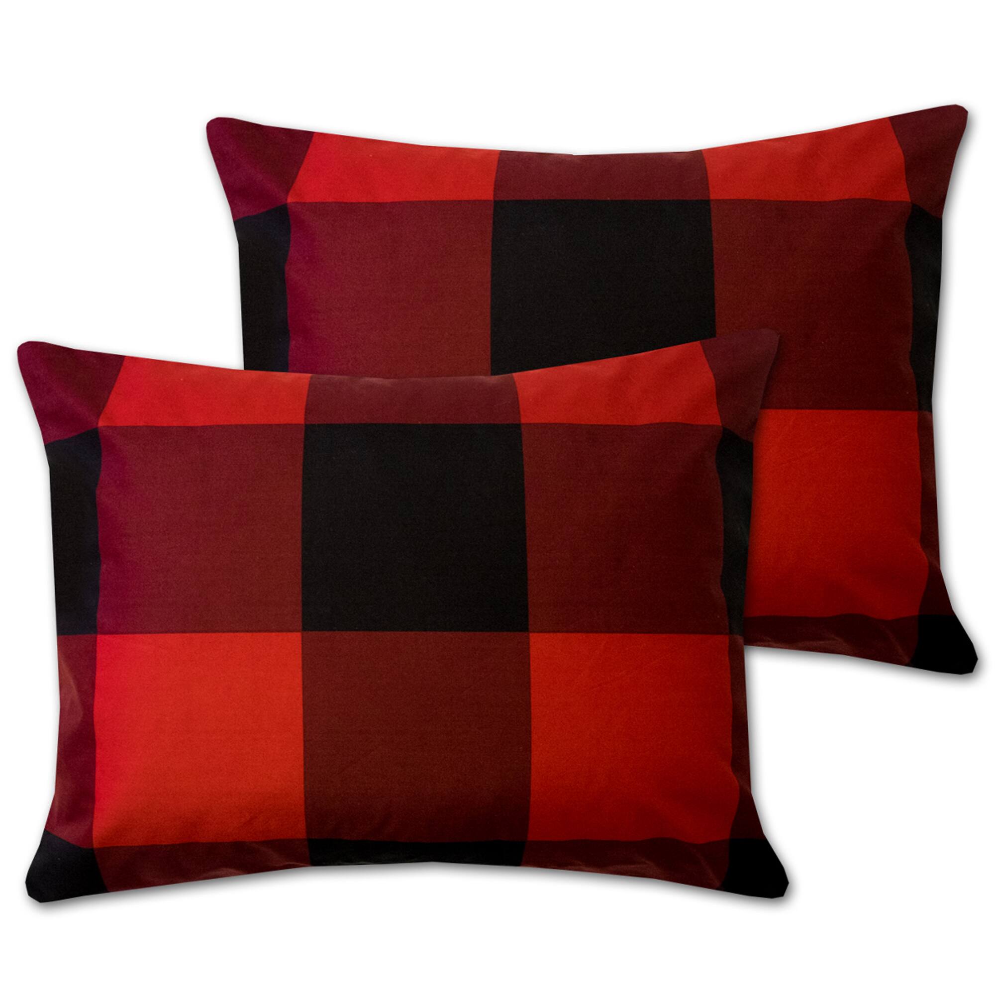 Back. Sweet Home Collection - 8 Piece Buffalo Plaid Bed in a Bag Comforter and Sheet Set - Queen - Black/Red.