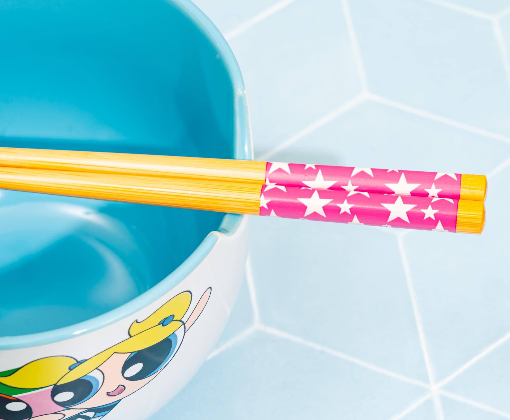 Alt View 5. Silver Buffalo - The Powerpuff Girls 20-Ounce Ceramic Ramen Bowl With Chopsticks - White.