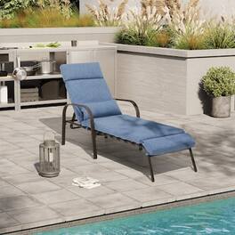 Crestlive Products - Brown Metal Frame Stationary Chaise Lounge Chair Cushioned Seat - Dark Blue