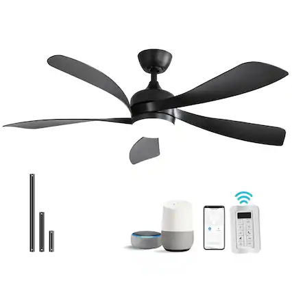 Front. Sofucor - Farmhouse Ceiling Fans with Lights 45 Inch Smart Ceiling Fan with Remote/APP/Alexa for Bedroom Patio - Black.