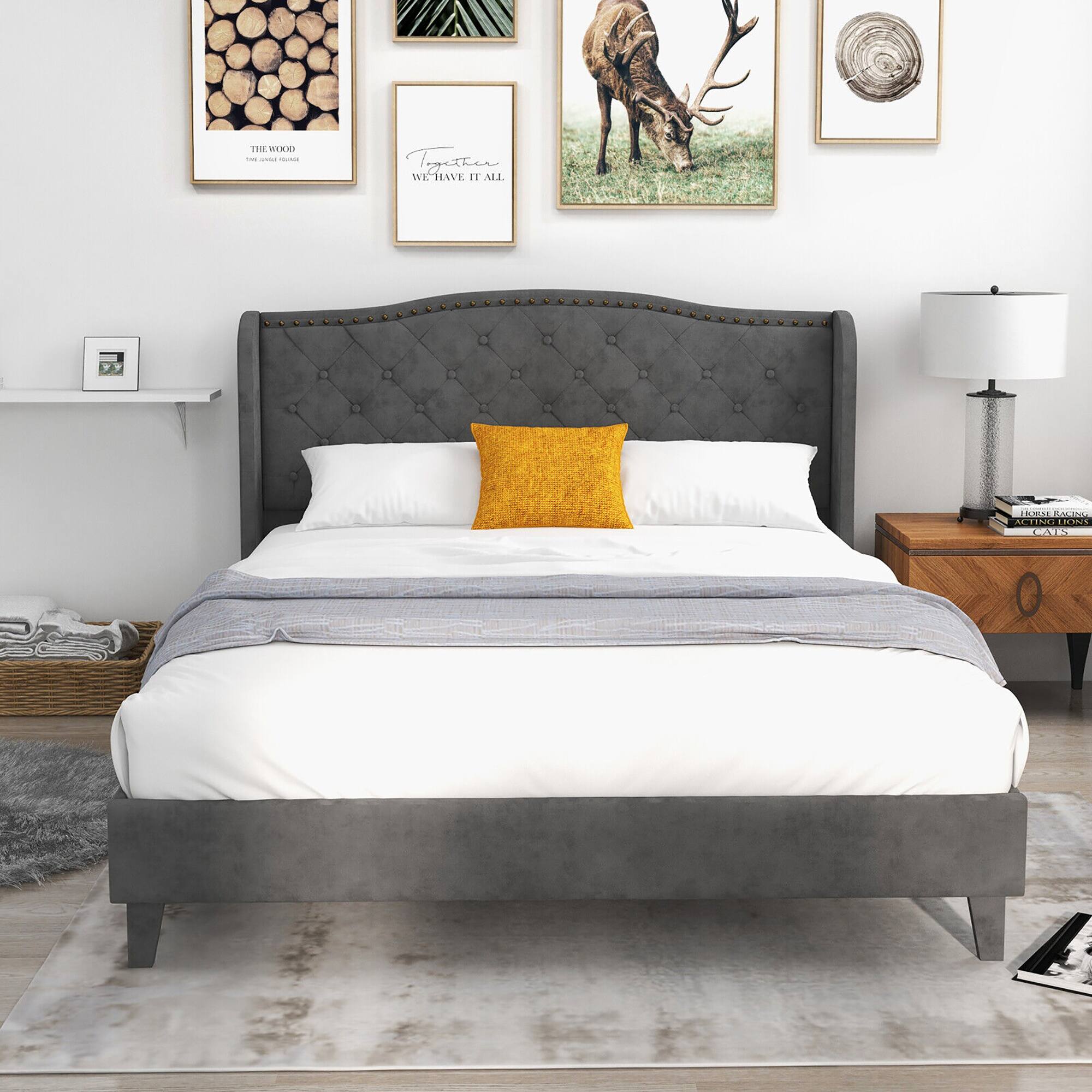 QoXさま Amazon.com: CAPHAUS Upholstered Storage Bed Frame with 4
