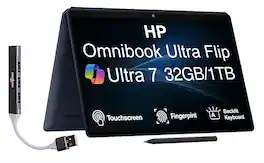 HP - Omnibook Ultra Flip 2-in-1 Laptop 14.0 2.8K Display (Ultra 7-258V, 32GB, 1TB SSD, Win 11 Home) w/USB Hub - Atmospheric Blue