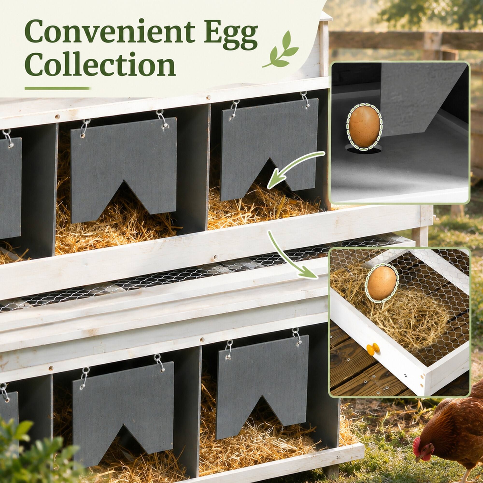 RYHNUYNE 8 Compartment Chicken Nesting Box, Fir Wood Laying Boxes, 47.2 ...