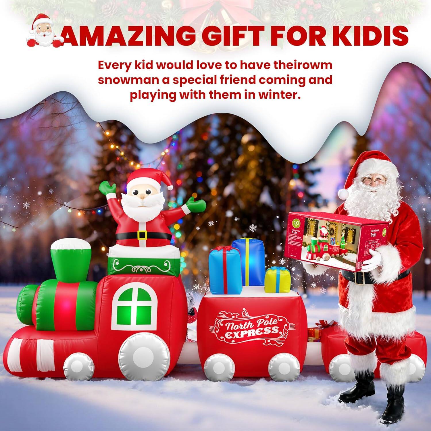 AMAZING GIFT FOR KIDS

Every kid would love to have their own snowman a special friend coming and playing with them in winter.

North Pole EXPRESS