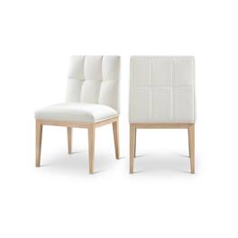 Meridian Furniture - Adrian Cream Vegan Leather Dining Side Chair, Set of 2 - Beige