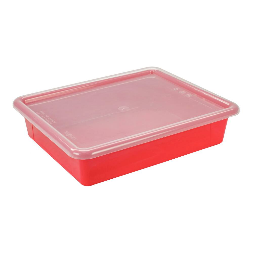 Storex - Flat Storage Tray with Lid, Red