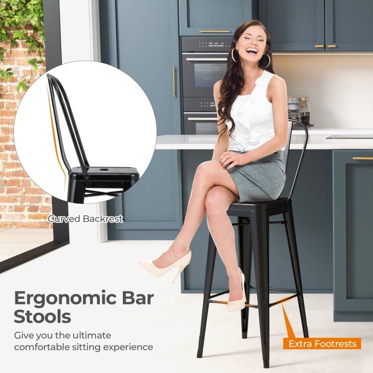 EAS Curved Backrest Ergonomic Bar Stools  
Give you the ultimate comfortable sitting experience  
Extra Footrests