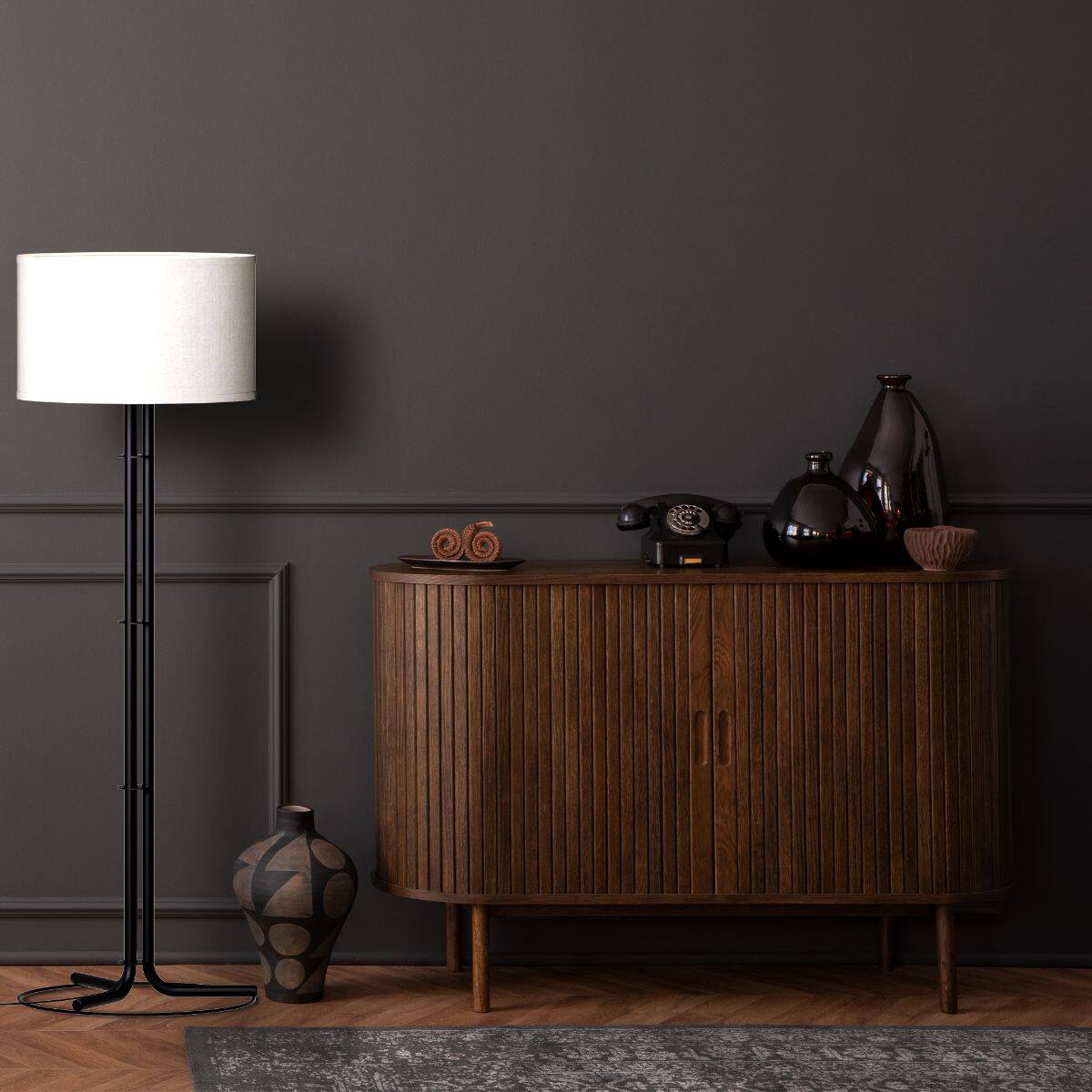 Back. Infibrite - Classic Elegance 62 Inch Floor Lamp with Cylindrical Shade, E26 Bulb Compatible - White.