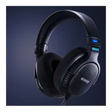 The image shows a pair of black Sony headphones.