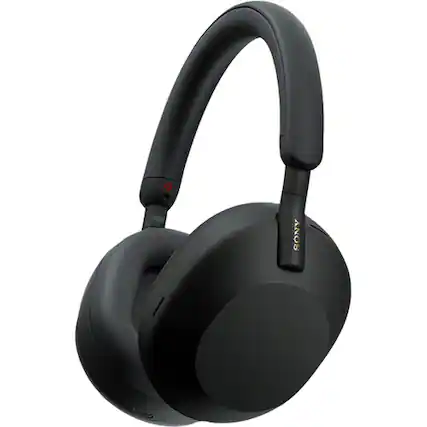 Front. Sony - Sony WH-1000XM5 Noise-Canceling Wireless Over-Ear Headphones (Black) (International Version) - Black.
