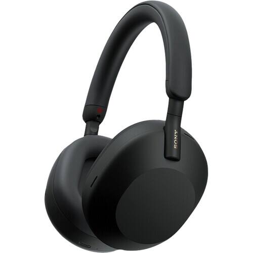 Front. Sony - Sony WH-1000XM5 Noise-Canceling Wireless Over-Ear Headphones (Black) (International Version) - Black.